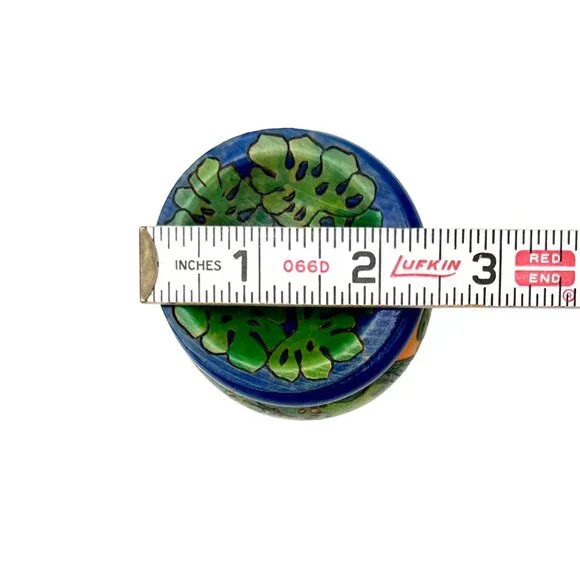 Hand-Painted Wooden Trinket Box Jar With Lid Parrot Paradise By C. Chan 2.5" H - Picture 9 of 9